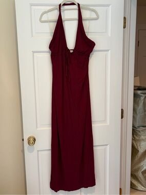 NWT Audrey Gypsy Warrior Women’s Halter Maxi Dress in Burgundy